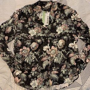 Frank & Oak Floral Button down blouse. Size L.